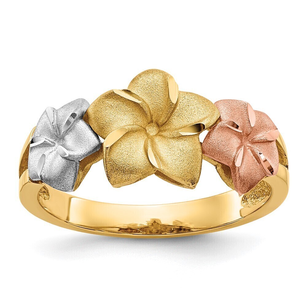 Kazi Luxury 14k Tri-color Plumeria Ring
